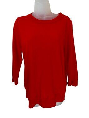 J.Crew Vibrant Orange Merino Wool Crew Neck 3/4 Sleeve Size Large